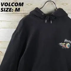 ✨VOLCOM✨パーカー 黒 長袖 目玉 刺繍ロゴ