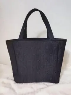 週末SALE ハンドメイド☆ポリエステルハート刺繍ヌビバッグ ブラック