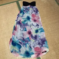 多色シフォンストラップレスドレス