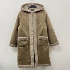 REI RISEE フェイクムートン ロングコート M ベージュ ボア フード付