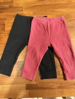 ユニクロ　リブ編みレギンス 80cm 黒・ピンク