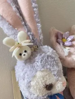 羊毛フェルト お花のリボンをつけたウサギのヘアピンのサムネイル
