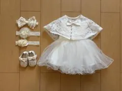 70cmホワイト ベビードレス セレモニー シューズ ヘアバンド 結婚式