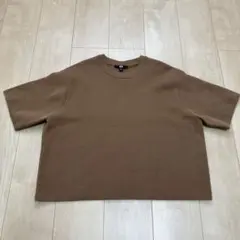 UNIQLO ウォッシャブルミラノリブセーター 半袖 ブラウン XL