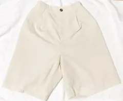 ベージュ ハーフパンツ ゴムウエスト