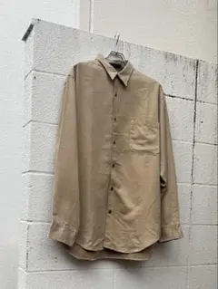 90s DKNY ダナキャラン　スウェード　高級　ベージュ 長袖シャツ　Lサイズのサムネイル