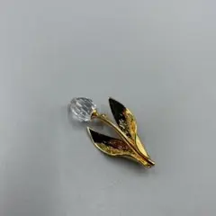 219スワロフスキー　エレガントな花のブローチ