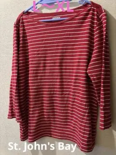 St. John's Bay 赤　ストライプ　美品　七分袖Tシャツ L〜XL
