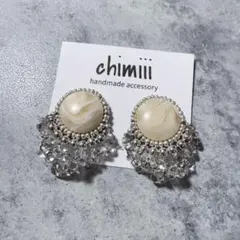 No.838 ハンドメイド　ビーズ刺繍　つぶつぶ　チェーン　ピアス　イヤリング