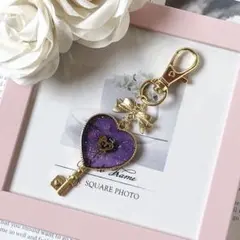 オルゴナイト キーホルダー 天然石 アメジスト 水晶 パープル 紫