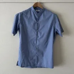 シャンブレー バンドカラースキッパー シャツ　ロイヤルブルー　完売アイテム