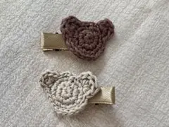 かぎ編み　編み物　ハンドメイド　ピン　こども用ヘアピン