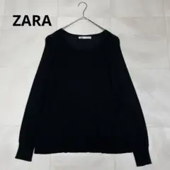 ◆ ZARA ザラ クルーネック シアー ニット カットソー ブラック M