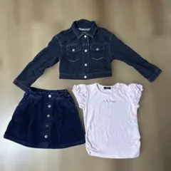 COMME CA FILLE デニムジャケット・スカート・Tシャツセット
