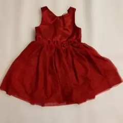 【新品未使用】エイチアンドエム赤サテンワンピース スパンコール付き