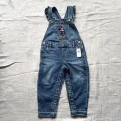 未使用 100cm baby GAP ミニーマウス 刺繍デニムオーバーオール