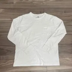 ホワイト 長袖カットソー ポケット付き