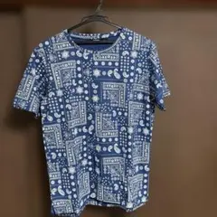 Confirm バンダナ柄 Tシャツ メンズL ネイビーのサムネイル