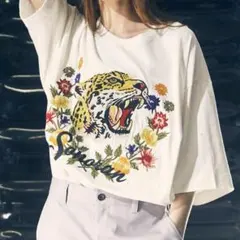 【メゾンスペシャル】ジャガー刺繍プライムオーバーTシャツ ホワイト 半袖 夏のサムネイル
