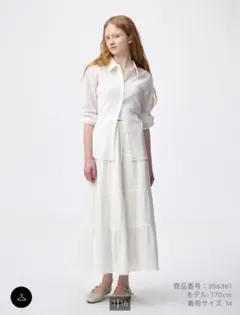 未使用タグ付き　GU ティアードマキシスカート　Sサイズ　オフホワイト