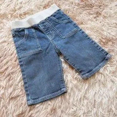 miki house（90）デニムハーフパンツ ブルー ウエストゴム キッズ