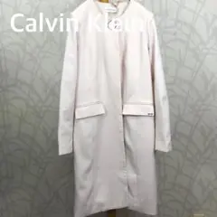 カルバンクライン　Calvin Klein ノーカラーロングコート ピンク　Rのサムネイル