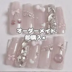ネイルチップ オーダーメイド ワンホン フレンチガーリー ちゅるん さくらんぼ