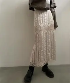 SUEDE EMBROIDERY LACE SKIRT
