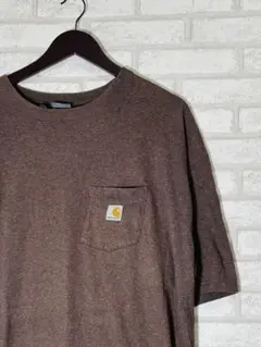 【希少2XL】カーハート ポケットTシャツ 半袖 ダークブラウン