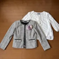 ノーカラージャケット ツイードジャケット&ブラウス　卒業式　入学式