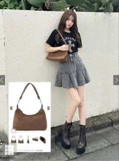 グレイル ワンハンドル スエード バッグ 茶色 キャメル 新品 未使用