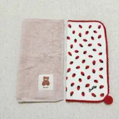 【新品未使用】タオルハンカチ2枚セット まとめ売りくま いちご かわいい