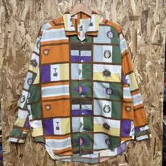 I.S イッセイミヤケ アーカイブ 90s ペイズリー柄 長袖シャツ レッド 