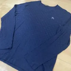 バーバリーブラックレーベル　薄手ニット　サイズ4（L）　メンズ　ネイビー