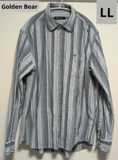 【美品】Golden Bear メンズ　ストライプ ネルシャツ LL　綿100%