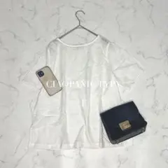 チャオパニックティピー/半袖ブラウスオパール加工シアー模様/綿混Fホワイト☘️のサムネイル