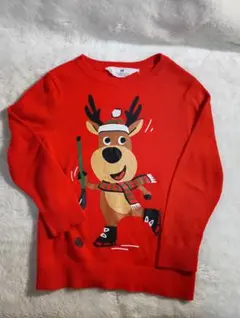 H&M キッズ セーター トナカイ柄 レッド 110-116cm　クリスマス