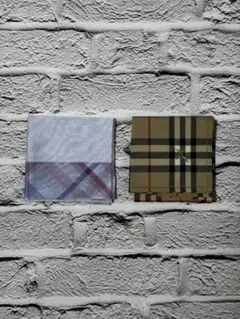 良品　BURBERRY　ハンカチ2枚セット　ｗ1025-1216-②-⑤