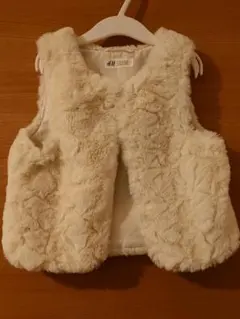H&Mキッズ ファーベスト/ホワイト EUR122/128