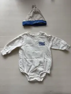 【値下げ】ベビー ロンパース 80 モンベル帽子付き おまけの68-74のウェア