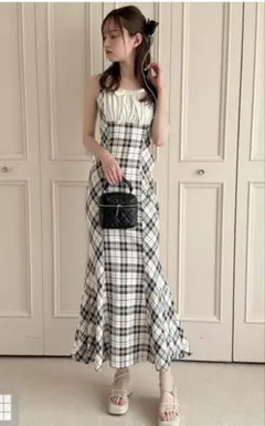 GRL チェック柄キャミソールマーメイドロングワンピース gn467