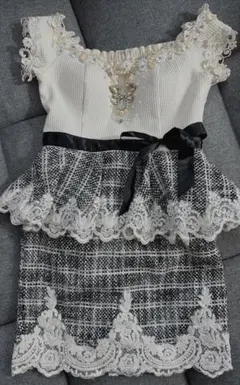 an オフショル ツイード ドレス