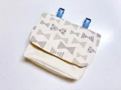 移動ポケット　ポケットティッシュケース　ハンカチ入れ【くすみリボン】