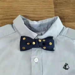 ハンドメイド　キッズ　蝶ネクタイ　リボンブローチ　ネイビー✕ゴールド　ドット