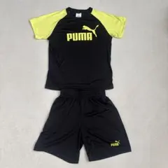 プーマ半袖上下セット140 黒✖️黄色　Tシャツ ハーフパンツ　速乾