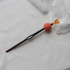 天然本珊瑚 べっ甲 平打簪（かんざし）和装小物