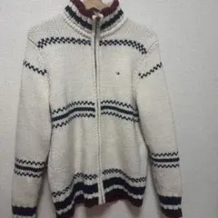 TOMMY HILFIGER ショールカラー ニット カーディガン M ネイビーのサムネイル