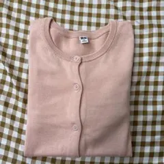 UNIQLO　UVカットクルーネックカーディガン　ピンク　ボタン付き　M　美品