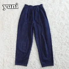 ユニ リネン100% 強撚 インディゴ ギャバ ゴムタックパンツ テーパード