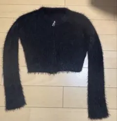 ファー風黒クロップドセーター ワンサイズ